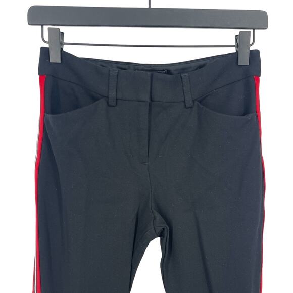 Express Women’s Black Red Racing Stripe Skinny Mid Rise Stretch Pants Size 2R - Picture 6 of 9